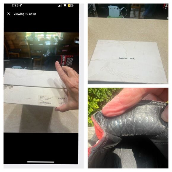 BALENCIAGA Arena Pavot Red Suede Black Trim High Top Lace Up Sneakers Sz 39 (6) - Picture 8 of 8